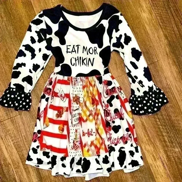 Girls Chick-fil-A long sleeve swing dress 4t - Picture 1 of 4